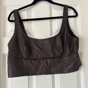 Faux Leather Bustier Top in Cocoa